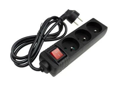 Obrázek produktu pro Prodlužovací kabel Eco Light, 3 zásuvky, 1,5 m, kabel 3x1,0 mm², s vypínačem, černý