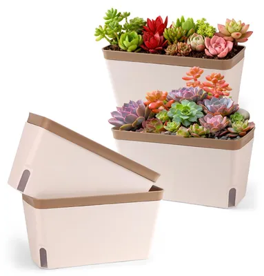 Productafbeelding van Solidchoice - Set van 4 Zelfwaterende Bloempotten voor Kruiden en Planten