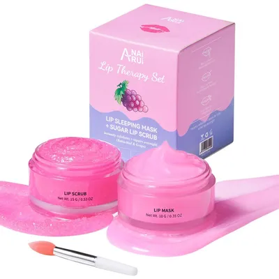 Immagine prodotto di Set per la cura delle labbra con bakuchiol e uva, maschera notturna e scrub allo zucchero