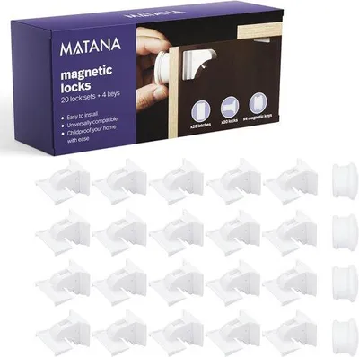 Produktbild von Famanu Kindersicherheits-Schlösser 20 Stück - Magnetisch, selbstklebend, mit Schlüsseln