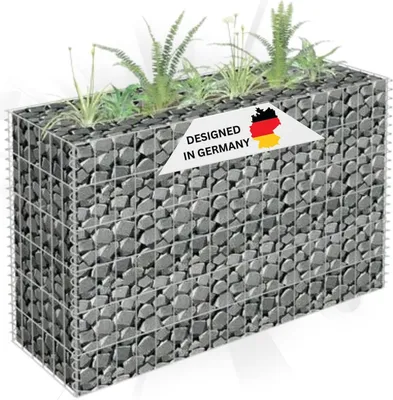 Produktbild von DELUKE® Gabionen Hochbeet ROON aus Stahl | 90x30x60cm | Steinkorb Gabionengitter Ziergabione Steingabione Drahtkorb befüllbar