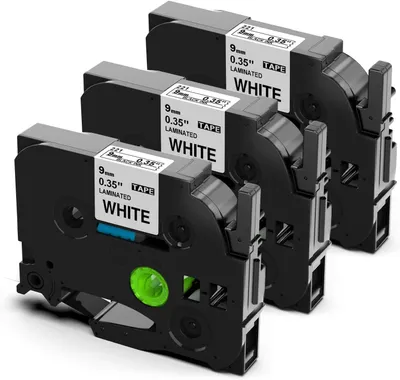Produktbild von Phomemo 3x kompatibles laminiertes TZe-221/TZ Etikettenband 9mm x8m Schwarz auf Weiß, passend für Brother P-touch PT-H105/H107/H110/H101C/H100LB