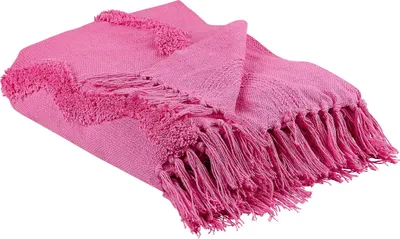 Obrázek produktu pro BELIANI Deka růžová bavlněná 125 x 150 cm geometrický vzor pletená přikrývka boho dekorace obývací pokoj ložnice