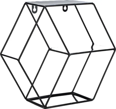 Obrázek produktu pro Hex Shelves Simple Wrought Iron Hexagonal Bedroom Living Room Office Wall Shelf DecorationBlack