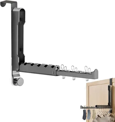 Imagen del producto de Perchero plegable y extensible, para puertas de 4,5 cm de ancho, sin necesidad de taladrar