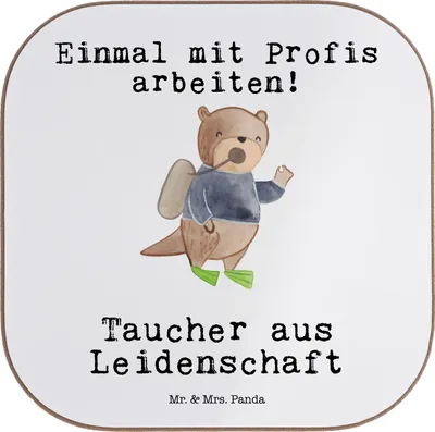 Produktbild von Mr. & Mrs. Panda Tischuntersetzer Taucher Leidenschaft - Weiß - Geschenk, Untersetzer Gläser, Tassenuntersetzer, für, Coaster, gläseruntersetzer