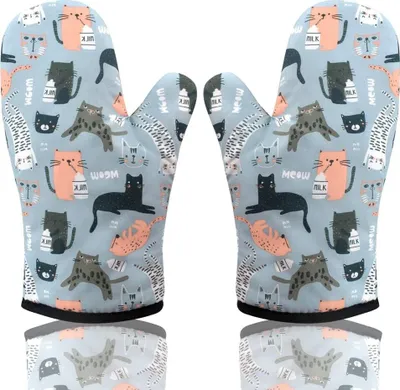 Produktbild von Ofenhandschuh Topfhandschuhe, Topflappen Handschuh Backhandschuhe Backofen Handschuhe Oven Gloves Oven Mitts Kochhandschuhe Backofenhandschuhe Hitzebestaendig Küchenhandschuhe 2 Pack