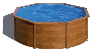 Produktbild von GRE Runder Stahlwandpool mit Holzoptik KITPR303W – Ø 300 x 120 cm, Komplettset