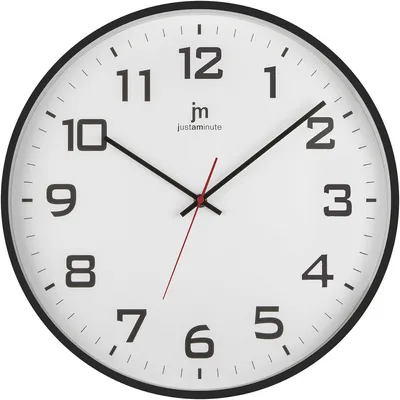 Produktbild von Lowell Justaminute 00880N, Wand, Quarzuhr, Kreis, Schwarz, Kunststoff, 40 cm
