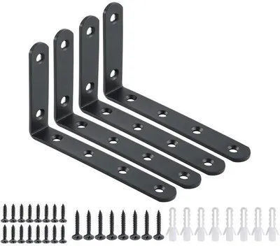 Zdjęcie produktu dla Metalowy uchwyt do półki regału - składany - 125 x 75 x 20 mm - odporny na wstrząsy - czarny