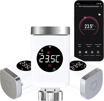 Produktbild von Satz von 3 WiFi-Thermostaten SALCAR TRV801W Alexa/Google Tuya ohne Gateway