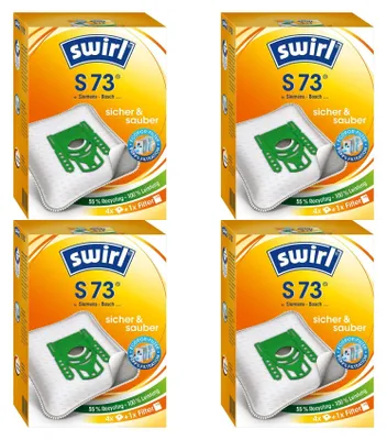 Produktbild von 4 Pakete Swirl Staubsaugerbeutel S73 / S 73 EcoPor für Siemens / Bosch Typ: GXXL