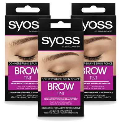 Imagen del producto de 3 unidades de tinte para cejas SYOSS - Color marrón oscuro - Paquete económico
