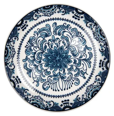 Produktbild von Clayre & Eef Frühstücksteller Ø 21x3 cm Weiß Blau Keramik