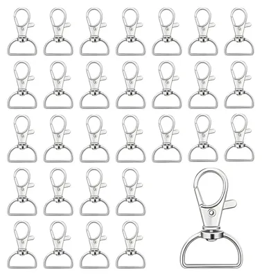 Produktbild von Karabinerhaken Schlüsselanhänger - 360° drehbarer D-Ring - 30 Stück - 20 mm - Silber