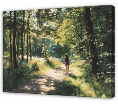 Produktbild von Leinwandbild Wald Bäume Natur - 120x80 cm - Wandbilder Wohnzimmer Schlafzimmer - Leinwand Leinwandbild Grün - SPP16463O20