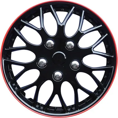 Produktbild von 15" Zoll Radkappen Schwarz/Rot Radzierblenden Radblenden PP 9705IR AutoStyle