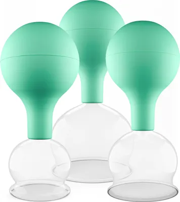 Produktbild von Pulox Schröpfgläser Set aus Echtglas 3 Stück. diverse Größen groß Grün