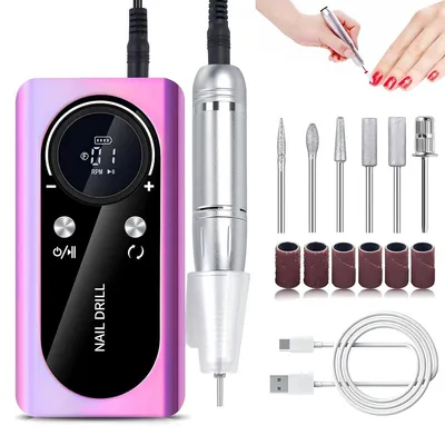 Produktbild von Maniküre-Sets, Professionelle elektrische Nagelbohrfeile, kabelloser tragbarer Nagelbohrer 45.000 U/min, wiederaufladbare Nagelfeilenmaschine