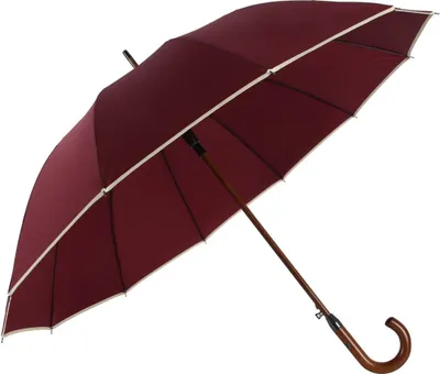 Produktbild von Stockregenschirm Stockschirm Regenschirm Holzgriff mit Fiberglasstange 116 cm ? Weinrot