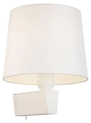 Produktbild von Weiße Wandlampe mit Schalter Stoffschirm E27 Modern wohnlich LEONIE Wohnzimmer Bett Wandleuchte