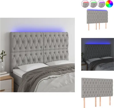 Produktbild von vidaXL LED Kopfteil Hellgrau 144x7x118/128 cm Stoff -  Kopf- & Fußenden