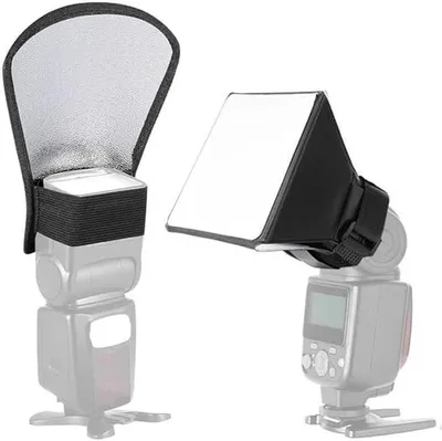 Productafbeelding van Flitsdiffuser Set - Reflector Softbox - Fotografie Kwaliteit - 2-in-1 Zilver Wit - 2 Stuks - Zilver Wit