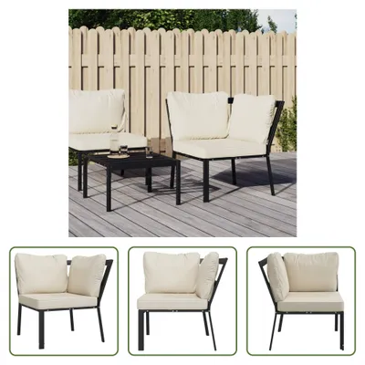 Image de The Living Store Chaise de jardin avec coussins couleur sable 76x76x79 cm Acier