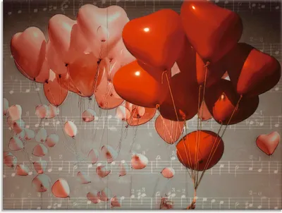 Produktbild von ARTland Glasbild Rote Herzen Größe: 60x45 cm