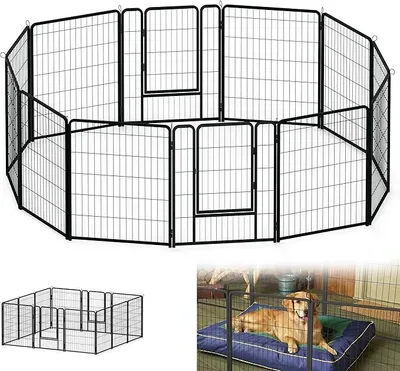 Produktbild von 16-teilig 80cm Höhe Hundelaufställe Welpenlaufstall Freilaufgehege mit Türen & Erdanker Automatische Verriegelung Laufgitter für Kaninchen Hunde Kleintiere