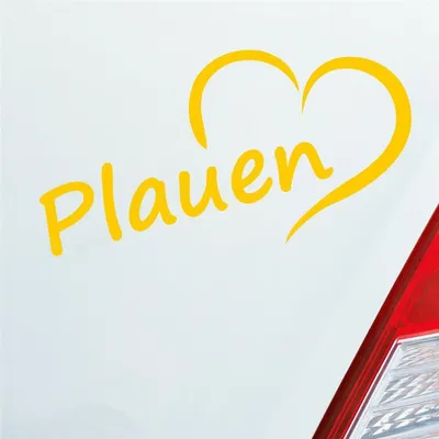 Produktbild von Auto Aufkleber Plauen Herz Stadt City Liebe Love Heimat 15,5x8 cm Gelb Sticker Heckscheibenaufkleber