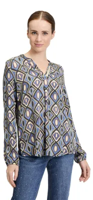 Produktbild von Cartoon Damen Blusenshirt mit Muster 34, Braun/Blau