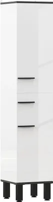Image de Armoire de salle de bains - Rangement - 1 tiroir - 2 portes - Tablettes réglables - Montage nécessaire - Blanc