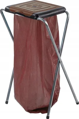 Produktbild von KADAX Müllsackständer "Amal", Stabiler Müllsackhalter mit Kunststoffdeckel, Einzeln, Braun