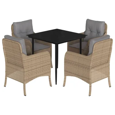 Produktbild von vidaXL 5-tlg. Garten-Essgruppe mit Kissen Beige Poly Rattan