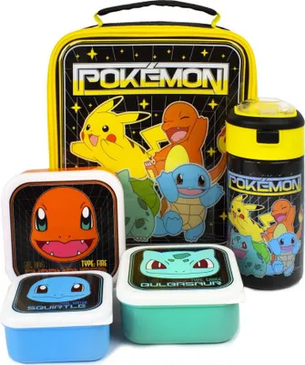 Produktbild von Pokemon - Pausenbrot-Tasche und Wasserflasche 5er-Pack Figuren NS6916 (Einheitsgröße) (Bunt)