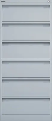 Produktbild von Karteischrank, BxTxH 570x622x1321 mm, DIN A5, zweibahnig ,6 Schubladen, Griffleiste,lichtgrau