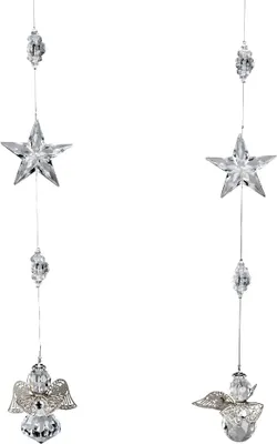 Produktbild von 2er Set Deko Hänger Engel mit Stern L. 36cm silber klar aus Acryl Formano WA