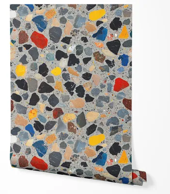 Produktbild von Selbstklebende Tapete Möbelfolie Terrazzo Bunt Steinoptik Modernes Design Farbige Struktur Wandtapete Küche Wohnzimmer Flur Badezimmer 2,5m x 0,5m