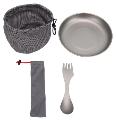 Image de Ensemble d'outils de camping 3-en-1 léger, comprenant une fourchette et un couteau-cuillère