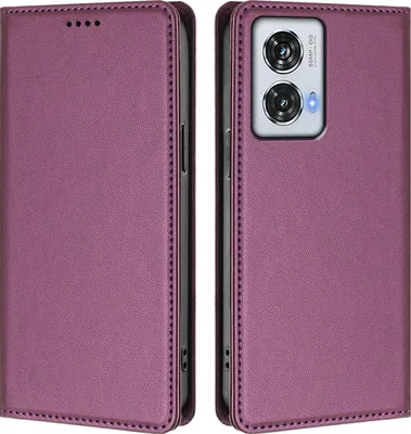 Produktbild von Handyhülle für Motorola Edge 50 Fusion/Moto G85, Kunstleder Klapphülle Stoßfeste Magnetische Hülle mit Ständer Lila