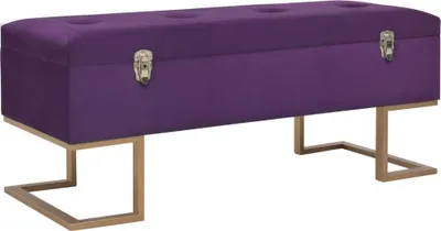Image de Banc avec compartiment de rangement 105 cm Violet Velours