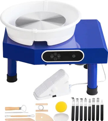 Immagine prodotto di SucceBuy tornio da vasaio - 9,8 pollici in ceramica con pedale, strumenti di scultura e grembiule. 350 W per l'artigianato