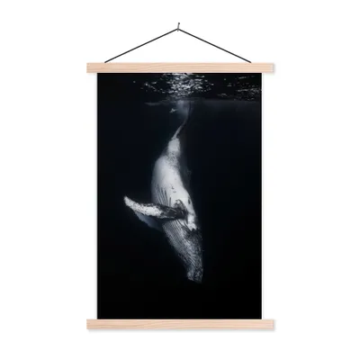 Produktbild von MuchoWow® Textilposter Wale - Meerestiere - Meer - Natur 120x180 cm mit holzfarbenen Rahmen - Textil-Plakat