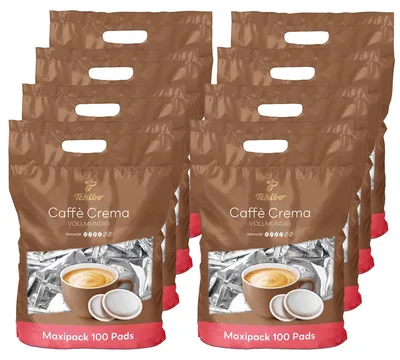 Produktbild von Tchibo Kaffeepads Vorratspack Maxipack, Caffè Crema vollmundig, 800 Stück – 8x 100 Pads (Kaffee, ausgewogen und vollmundig), nachhaltig, geeignet für Senseo Maschinen