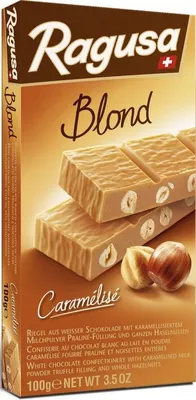 Produktbild von Camille Bloch Ragusa Blond, Milchschokolade, 100 g, Schweiz, 1 Stück(e), Cocoa, Milch, Nüsse