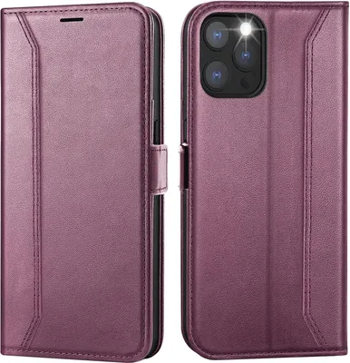 Produktbild von Conie RFID Klapp Tasche für iPhone 12 / 12 Pro Kartenfach Hülle Rundumschutz in Lila