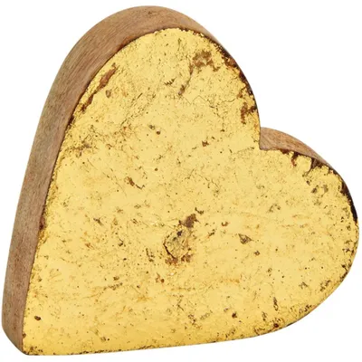 Produktbild von Dekofigur Herz Dekoherz Figur Herzform Holz gold 9 cm
