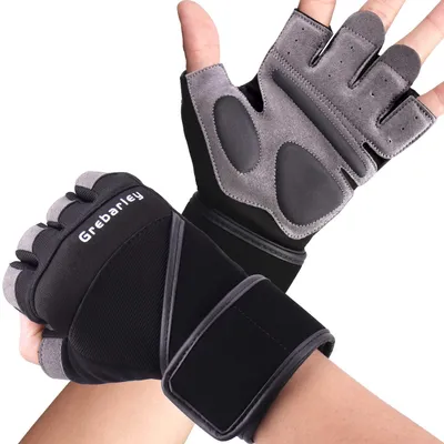 Image de Gants de fitness Grebarley, gants d'entraînement pour femmes et hommes - gants de fitness pour musculation, culturisme, sports de force et entraînement CrossFit (taille L, longs)