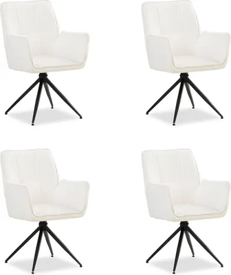 Produktbild von Homestyle4u 4 Polsterstühle drehbar Stuhl Chenille Weiß Esszimmerstühle Polstersessel Sessel Armlehnenstühle